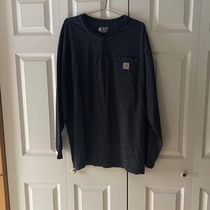 Carhartt mens  Henley 3XL long sleeve 1/4 button pullover shirt charcoal gray